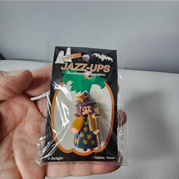 Vintage Jazz-Ups Happy Halloween Boo! 2 Items A Bat And A Witch - Picture 6 of 9